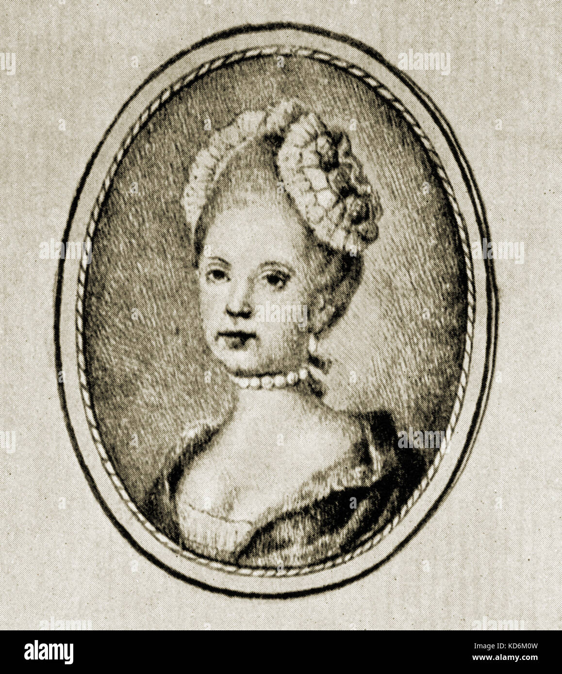 Konstanze er, wife of Wolfgang Amadeus Mozart miniature portrait. Austrian composer,1756
