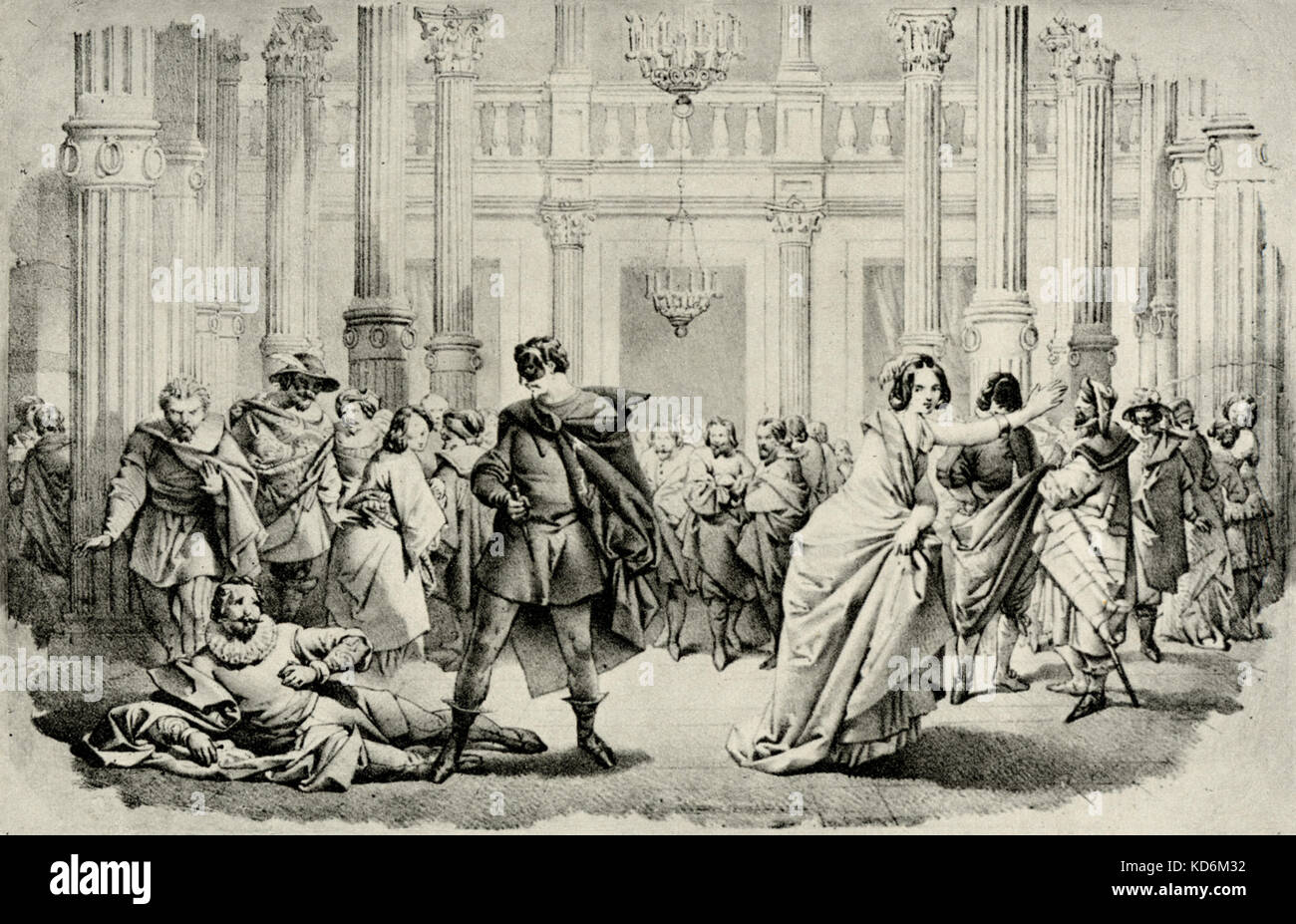 Giuseppe Verdi opera ' Un Ballo in Maschera '. Scene from Milan production  at La Scala (probably Milan