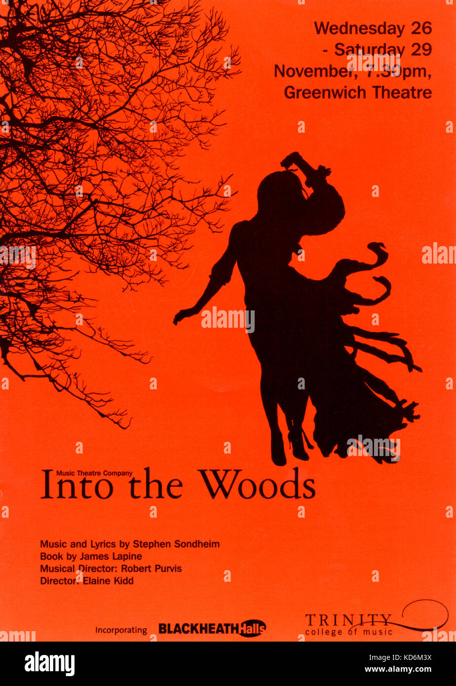 Stephen Sondheim ( American composer and lyricist 22 March 1930- ) musical  ' Into the Woods ' produced by Trinity College of Music at Greenwich Theatre 2003.  Book by James Lapine. Stock Photo