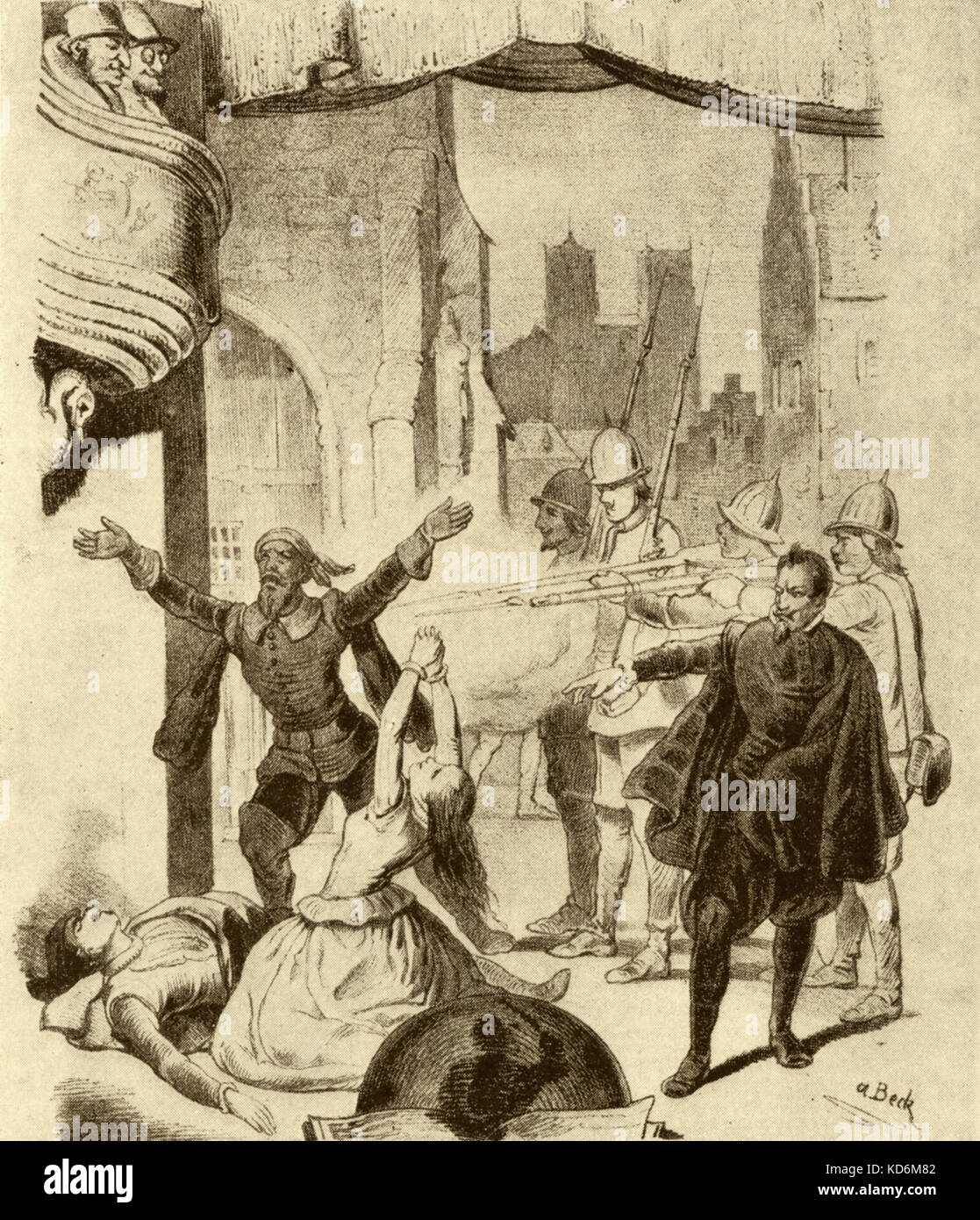 Meyerbeer 's Les Huguenots. Final scene. German composer, 1791-1864. Stock Photo