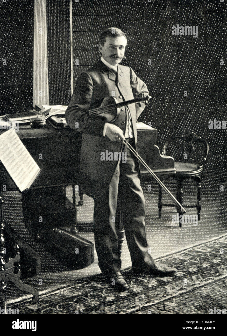 Henri Marteau, French violinist - portrait holding violin.  March 31st 1874- October 3rd 1934. Stock Photo