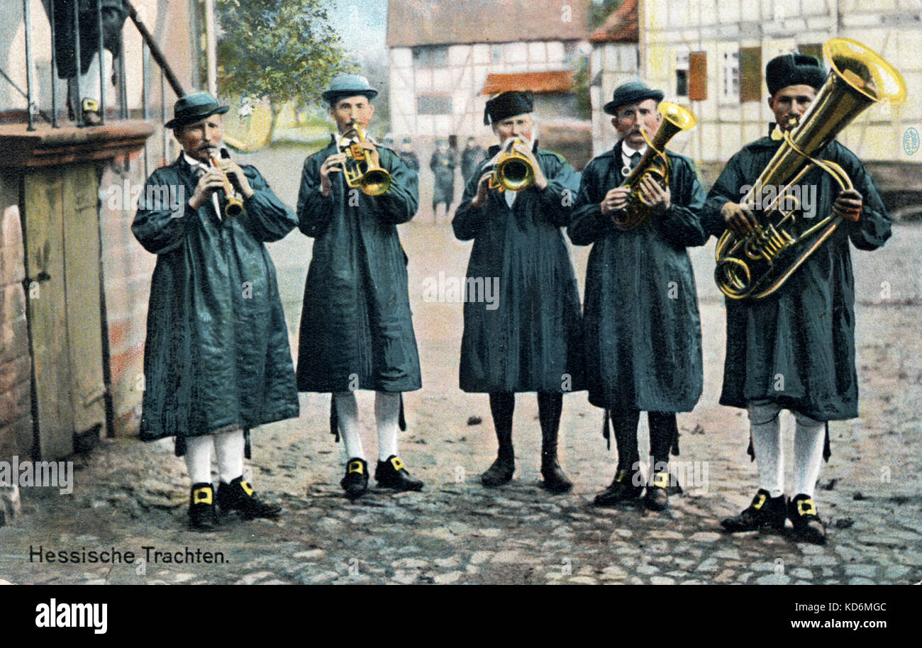 German brass band, Hessian folk music Men in traditional costume