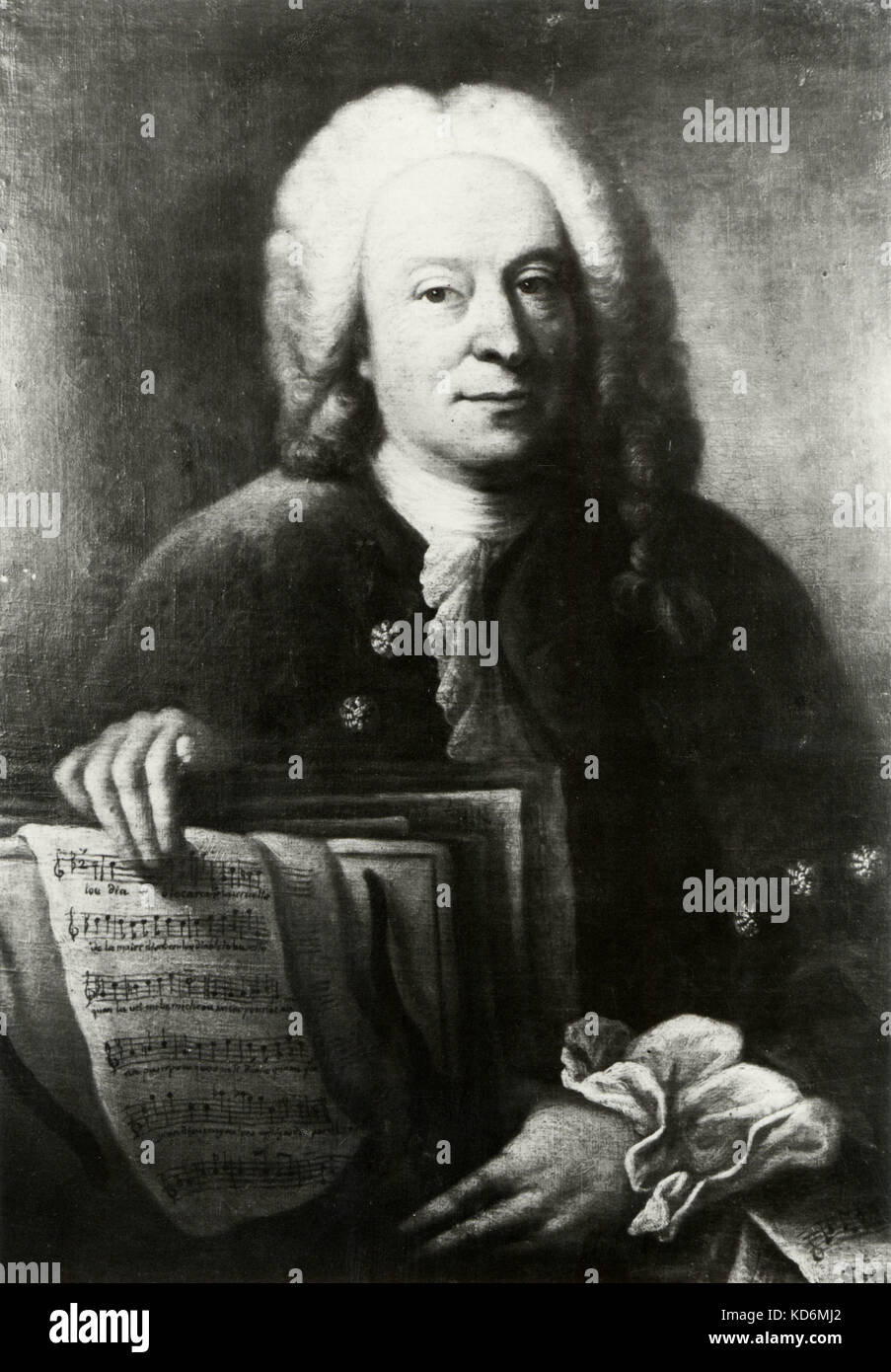 Bach, Johann Christoph portrait sitting with a score. German  composer 1732 - 1795, son of Johann Sebastian Stock Photo