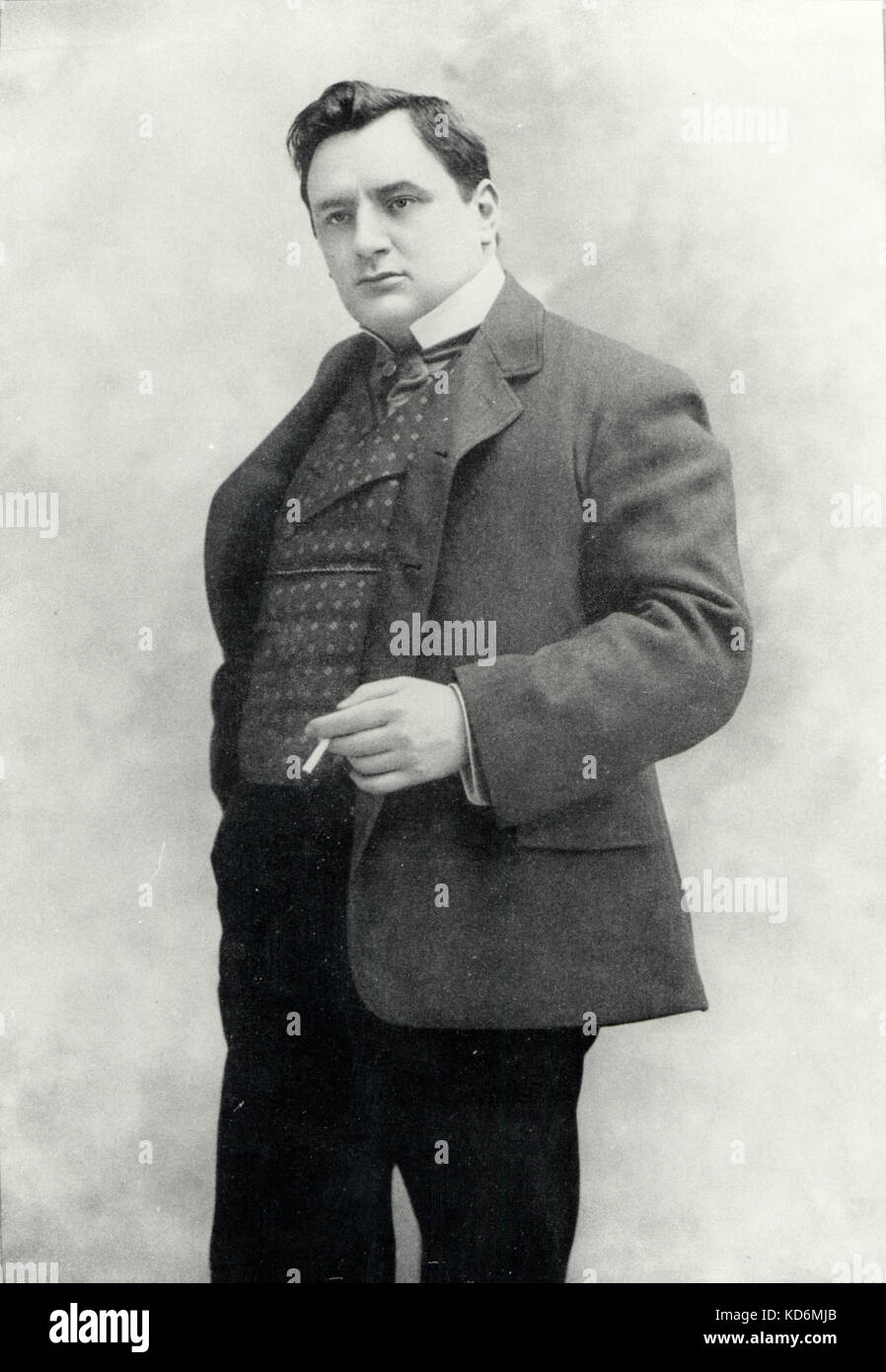 Giraldoni, Eugenio portrait of him smoking c. 1900. French baritone 1871 - 1924.  Contrast with anti-smoking campaign of late 20th century. Stock Photo