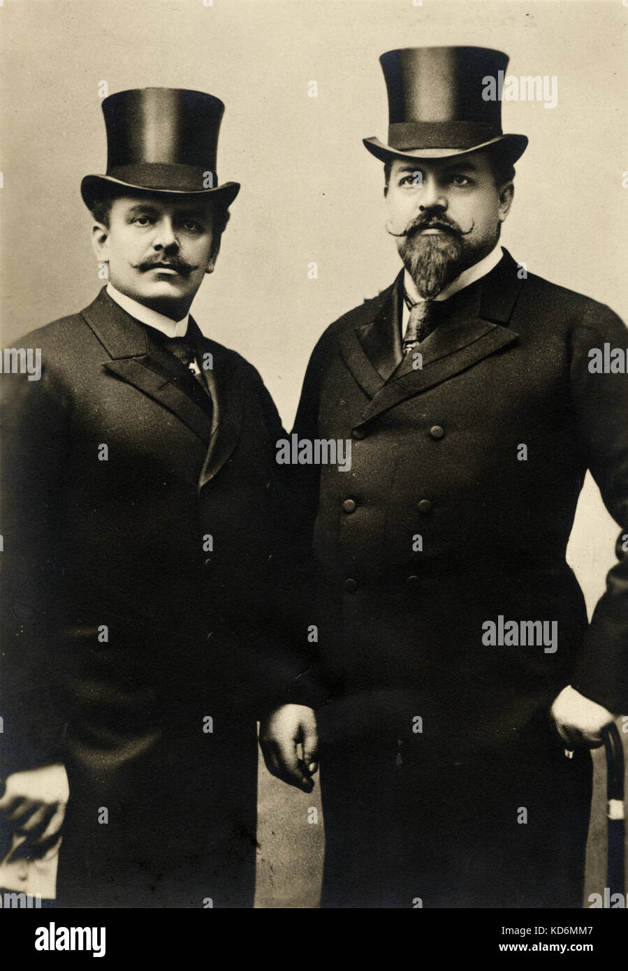De Reszke  brothers - Jean and Edouard - both wearing top hats.Jean - Polish tenor, 14 January 1850 - 3 April 1925.  Edouard Polish Bass  - 22 December 1853 - 25 May 1917 Stock Photo