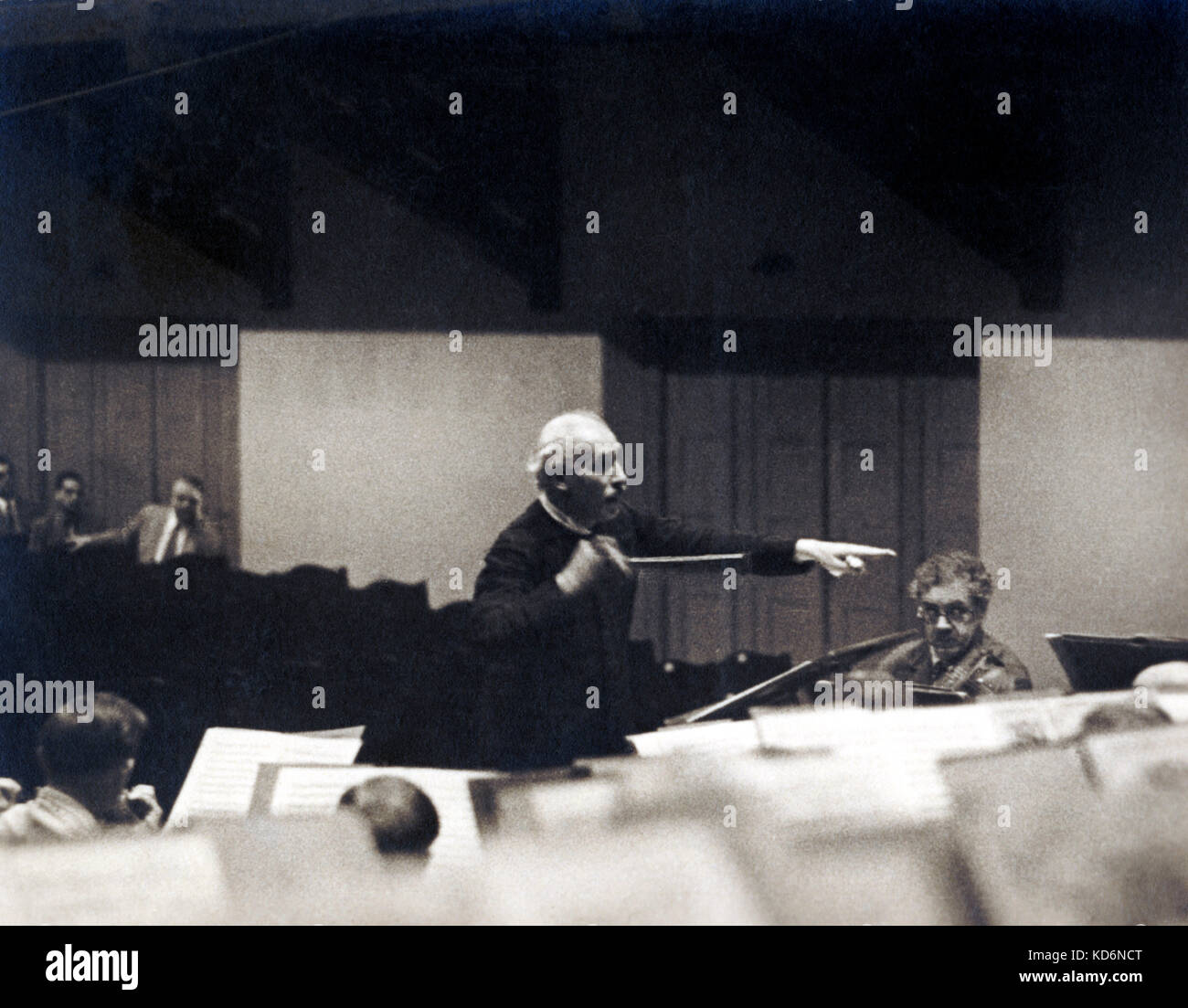 Arturo Toscanini conducting with baton at Salzburg Festival. Italian conductor, 25 March 1867