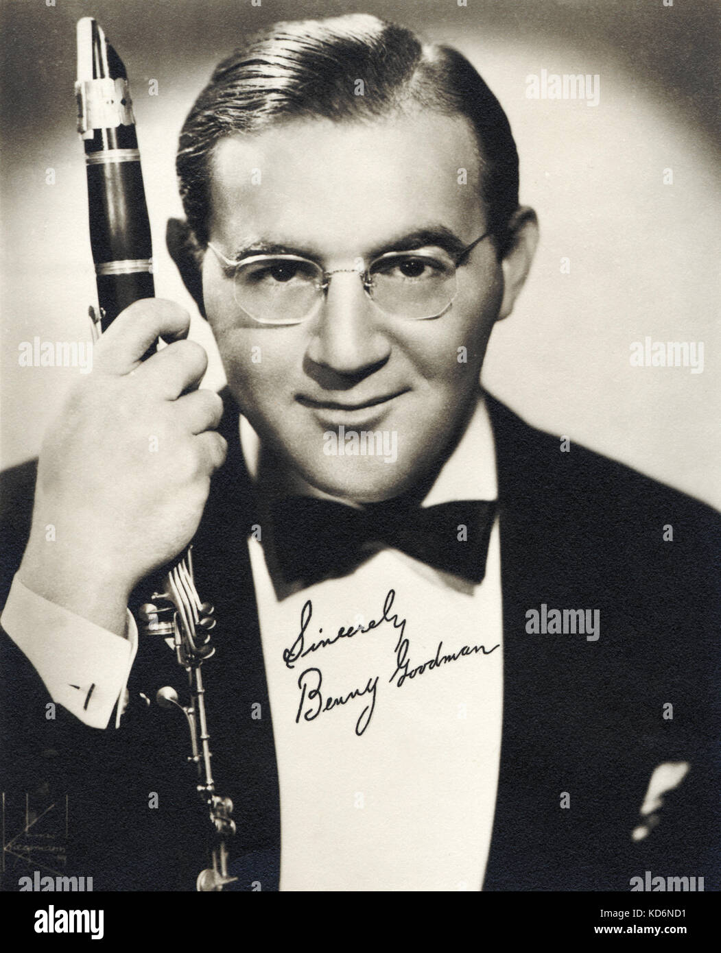Benny Goodman  - portrait with clarinet. American clarinettist and bandleader,  1909-1986 Stock Photo