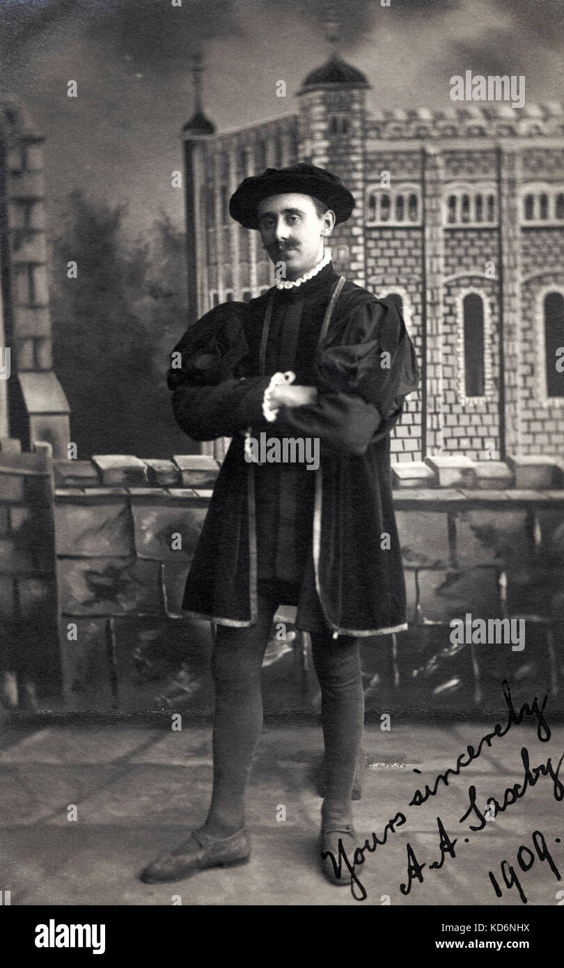 Yeomen of the Guard by Gilbert & Sullivan with  A A Saxby in role as a Yeoman. Signed photography 1909 Stock Photo