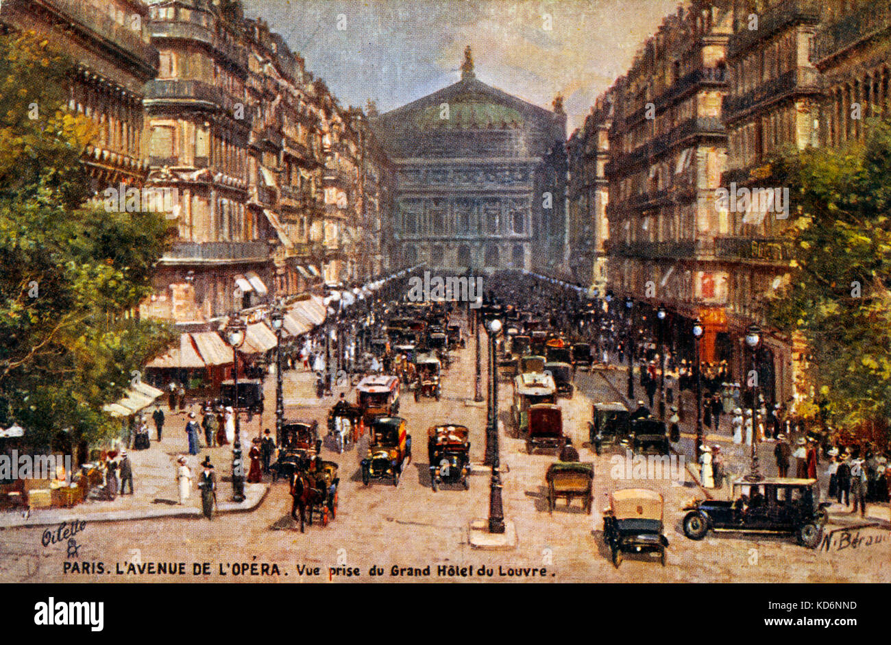 Paris, view of L'Avenue de L'Opéra from Grand Hôtel du Louvre. Stock Photo