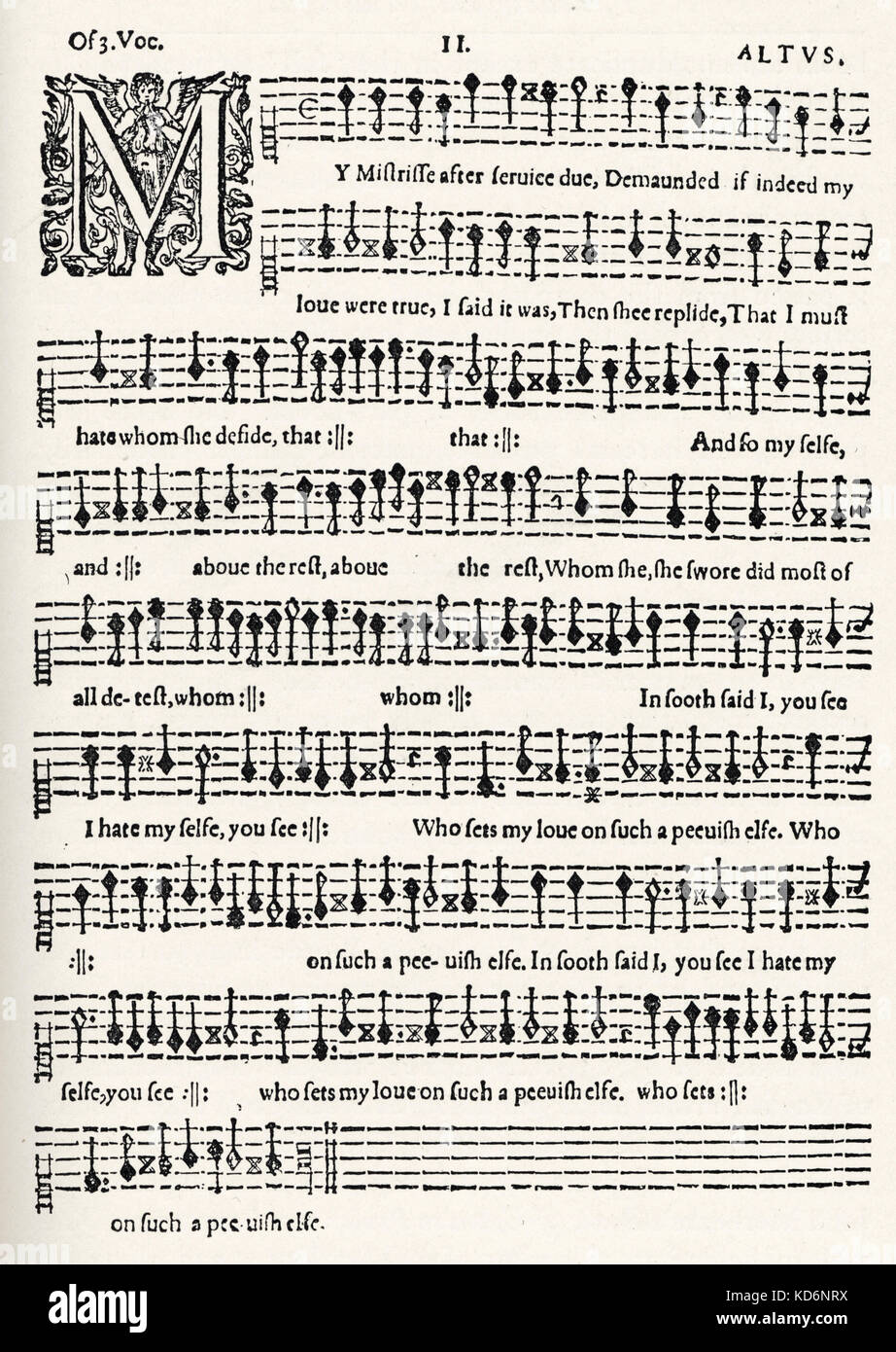 Thomas Bateson - score from his 'First Set of Madrigals' - English organist and composer  - 1570-1630 - first published 1604 Stock Photo