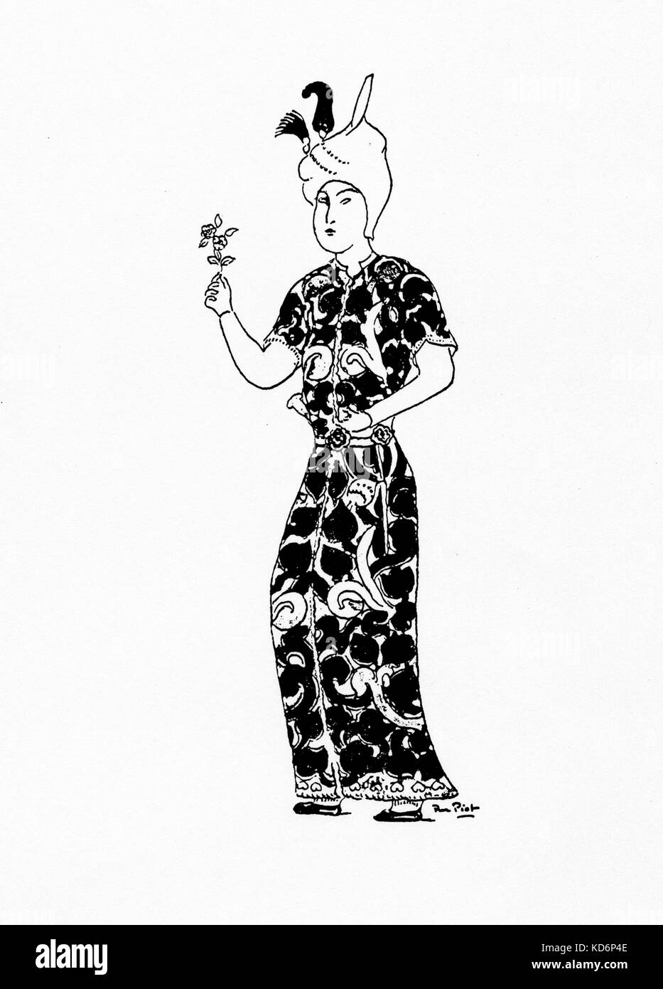 Paul Dukas ballet 'La Péri' - costume design for Iskender, by René Piot. French composer,  1865-1935. Piot: French costume designer, 1866-1934. Stock Photo