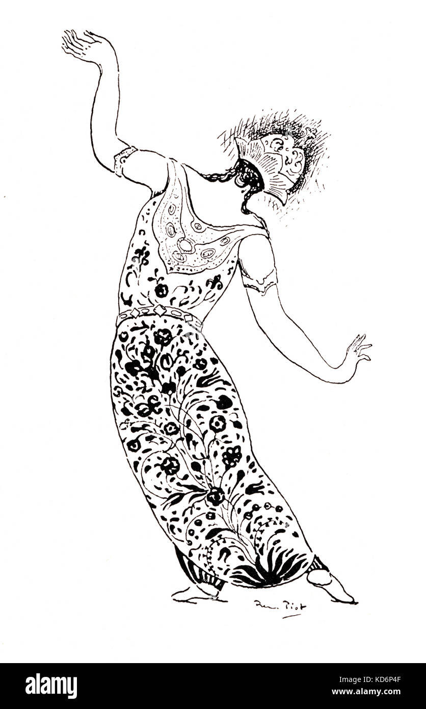 Paul Dukas ballet 'La Péri' - costume design by René Piot. French composer,  1865-1935. Piot: French costume designer, 1866-1934. Stock Photo
