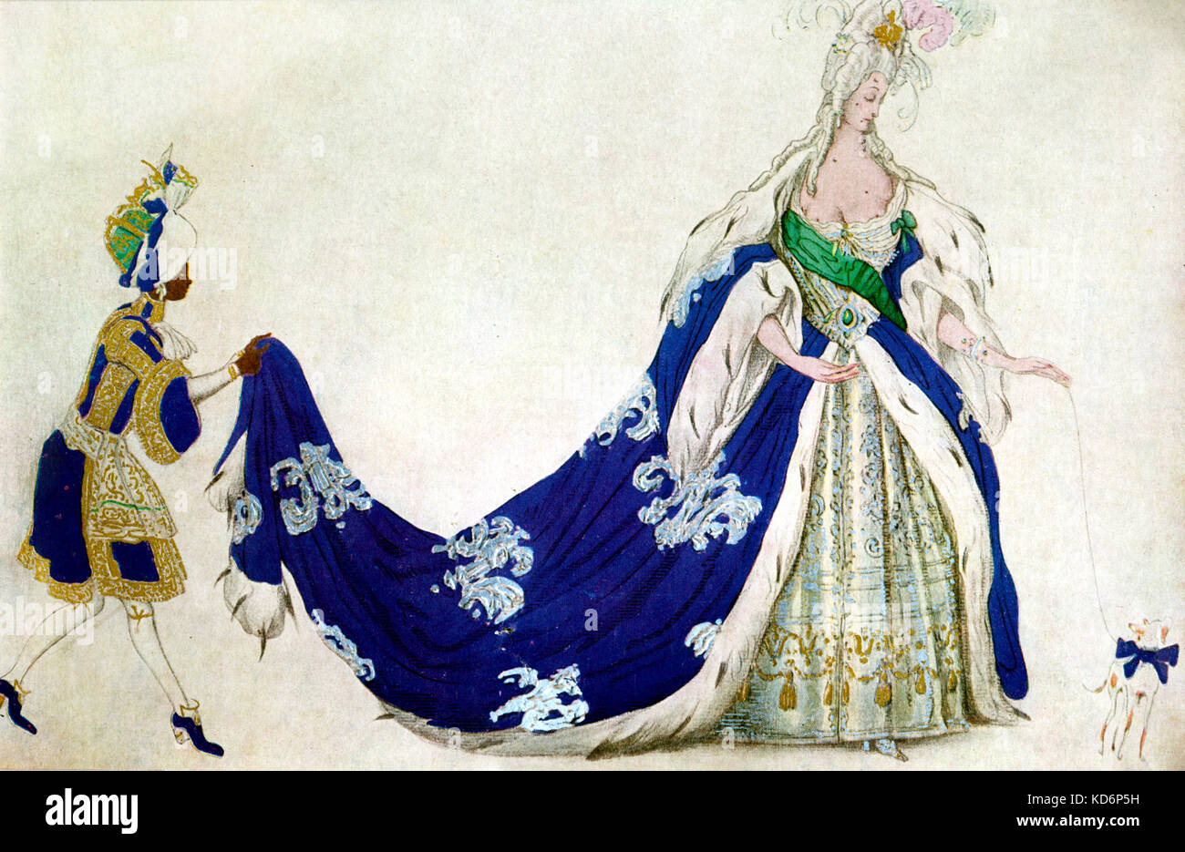 Costume for the Queen / La Reine in ' The Sleeping Princess '/ La Belle au Bois Dormant. ballet .  Music by Tchaikovsky with variations by Stravinsky -  with costume designs by Leon Bakst, 1921. (1866-1924) . Tchaikovsky, Russian composer,  7 May 1840 - 6 November 1893. Stravinsky, Russian composer, 17 June 1882 - 6 April 1971. Stock Photo