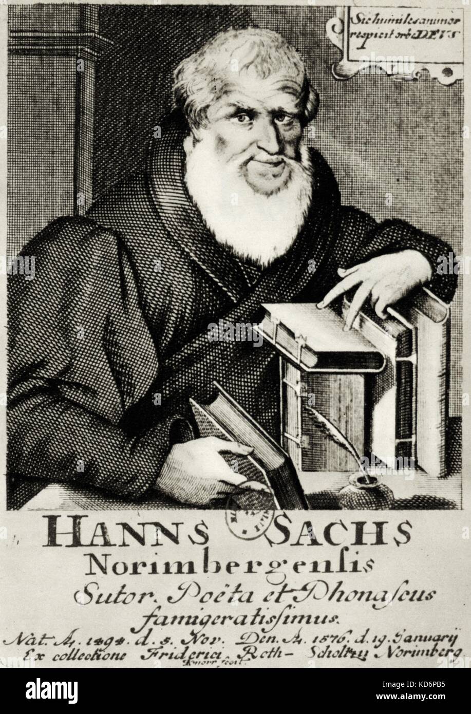 Hans Sachs, shoemaker, poet 1494 - 1576, cobbler in Wagner 's opera 'Die Meistersinger von Nürnberg /Nuremberg'. Nuremberg, Pellerhaus Eysser Stock Photo