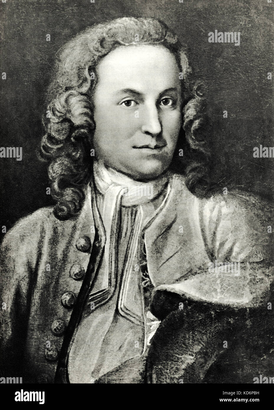 J.S. Bach portrait of German organist and composer as a young man.  1685-1750. Stock Photo