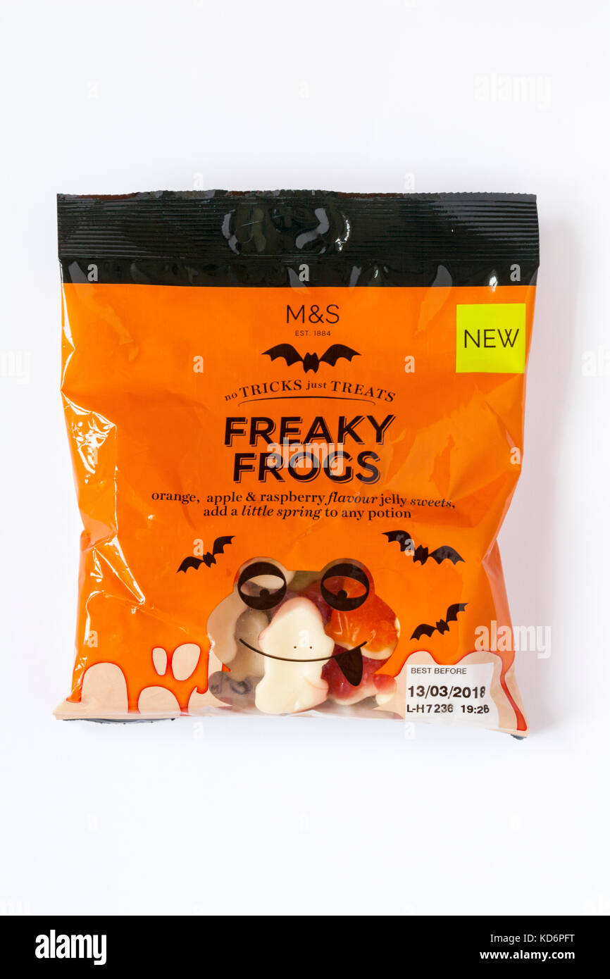 Packet of M&S Freaky Frogs orange apple & raspberry flavour jelly
