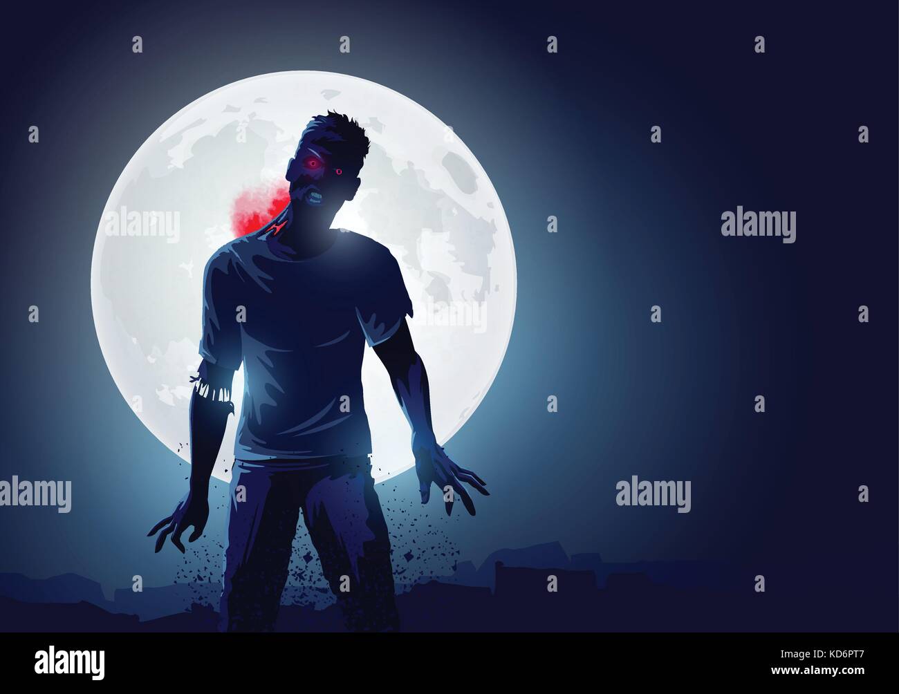 Dead Angry Zombie rising up and causing terror. Vector illustration. Stock Vector