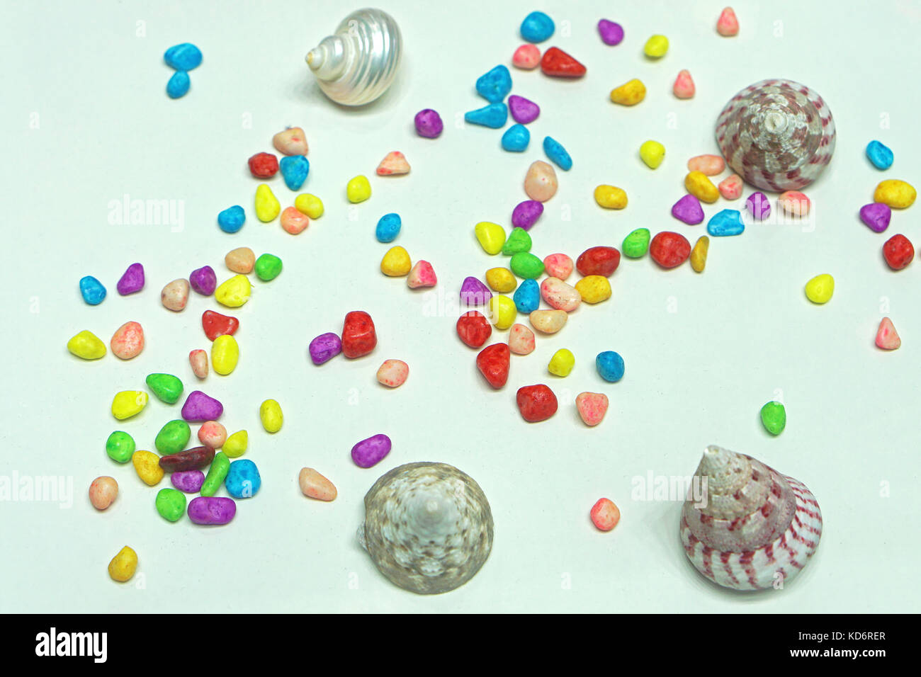 Decorative colourful rocks and sea shells Stock Photo - Alamy