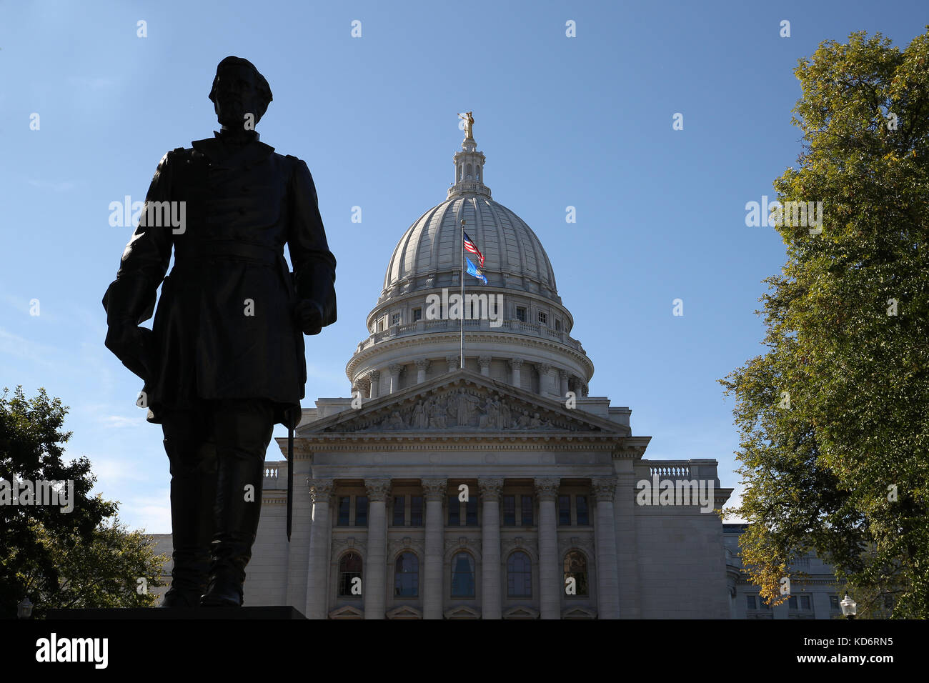 Madison, Wisconsin and the State Capital Building. Stock Photo