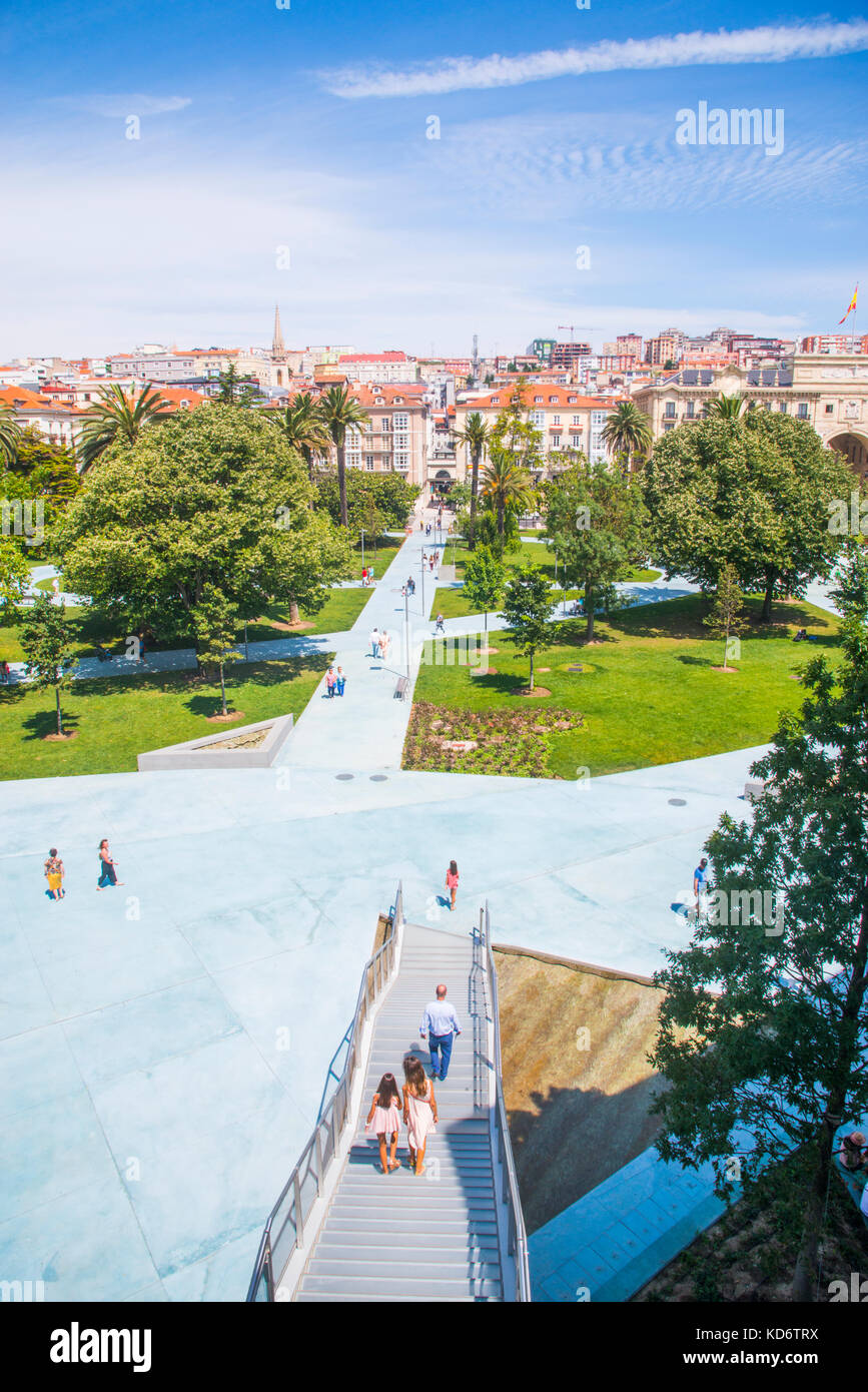 View of the city from Botin Center. Pereda Gardens, Santander, Spain. Stock Photo