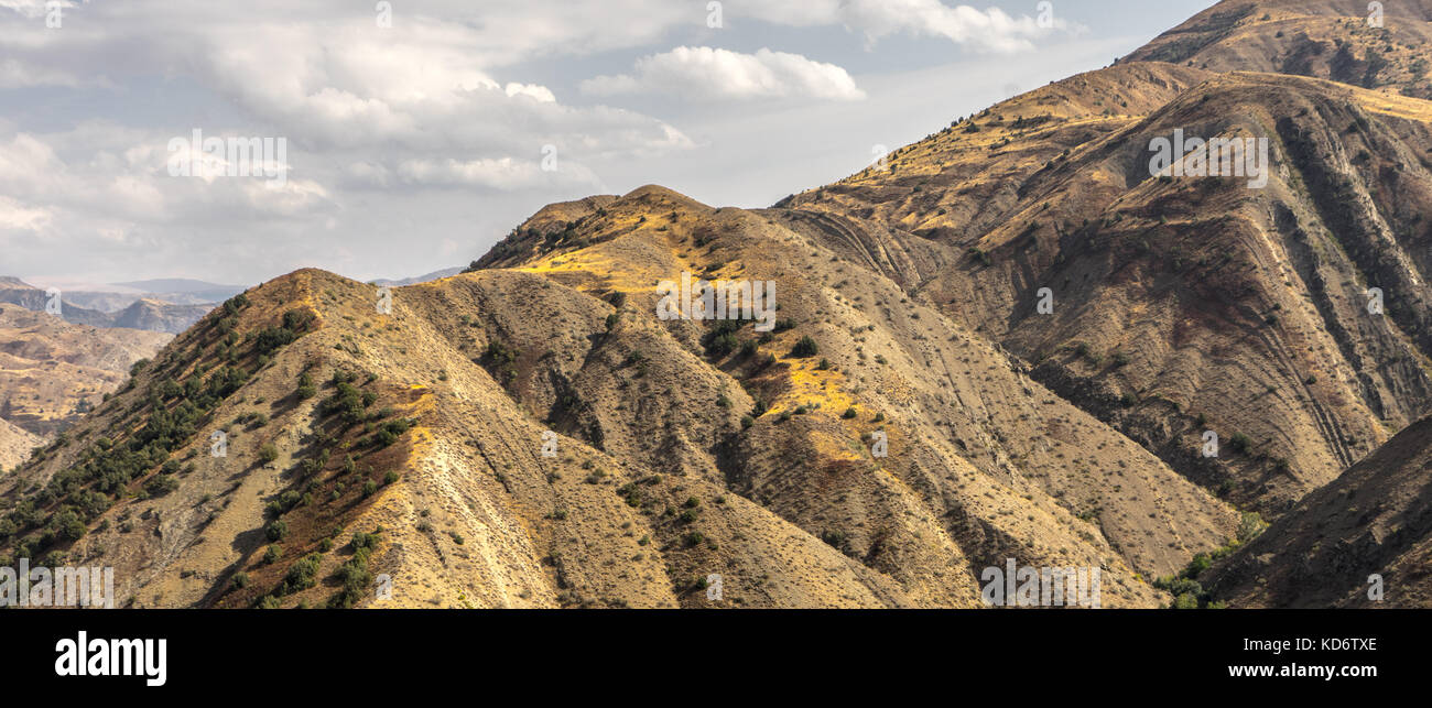 Mountain range and sky in Armenia wide screen horizontal Stock Photo