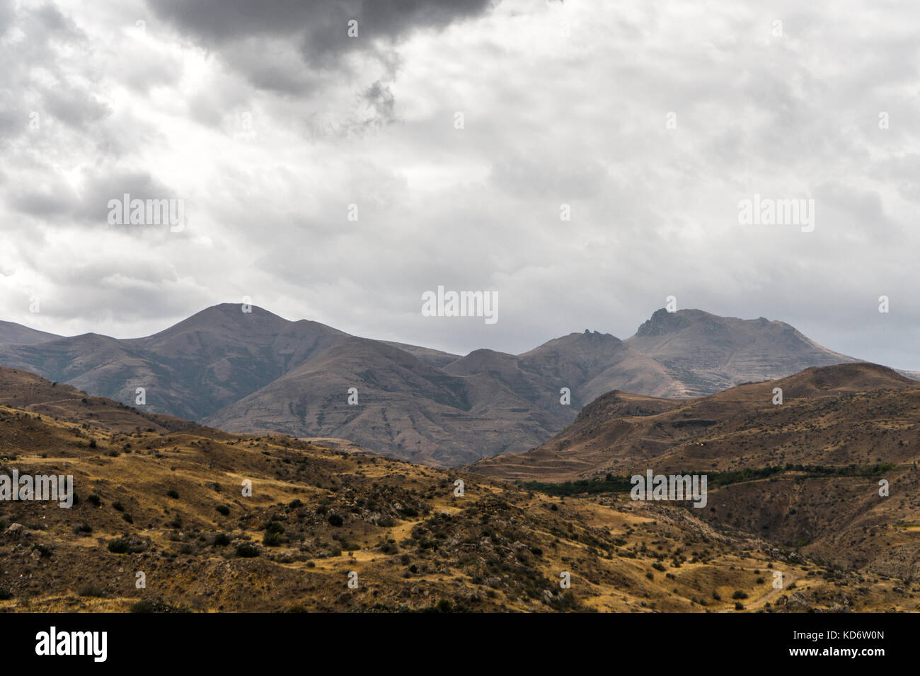 Clouds over the mountains and hills of Armenia horizontal Stock Photo