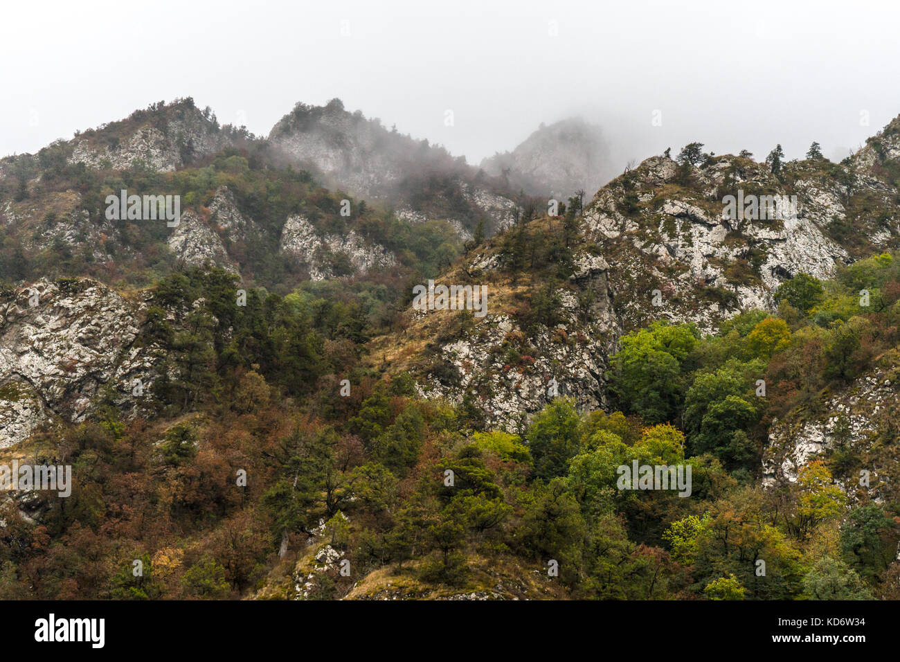 Mountain range in Armenia, the fog of closeup horizontal Stock Photo