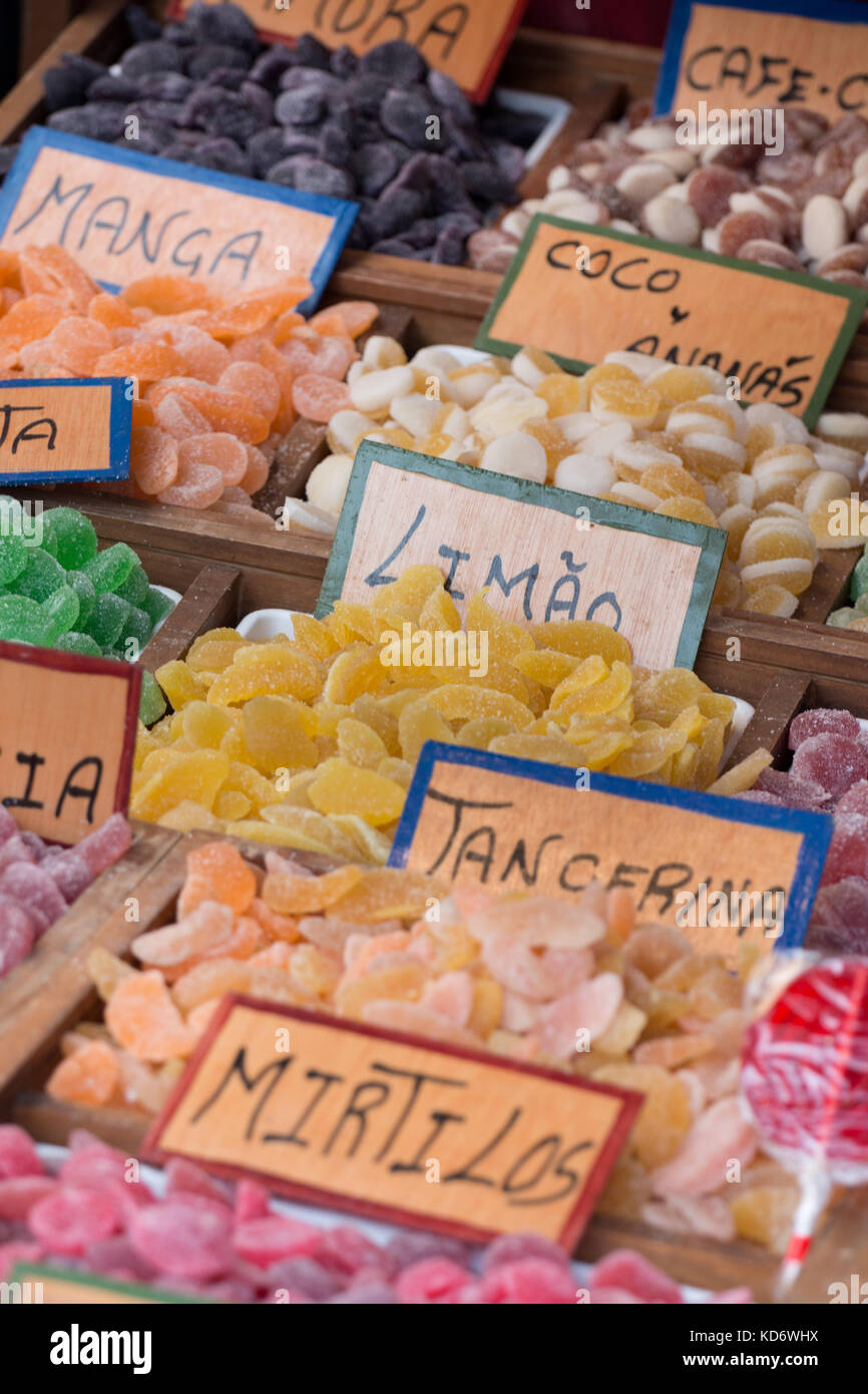 Varied mix of candied fruit on a Medieval Fair Stock Photo Alamy