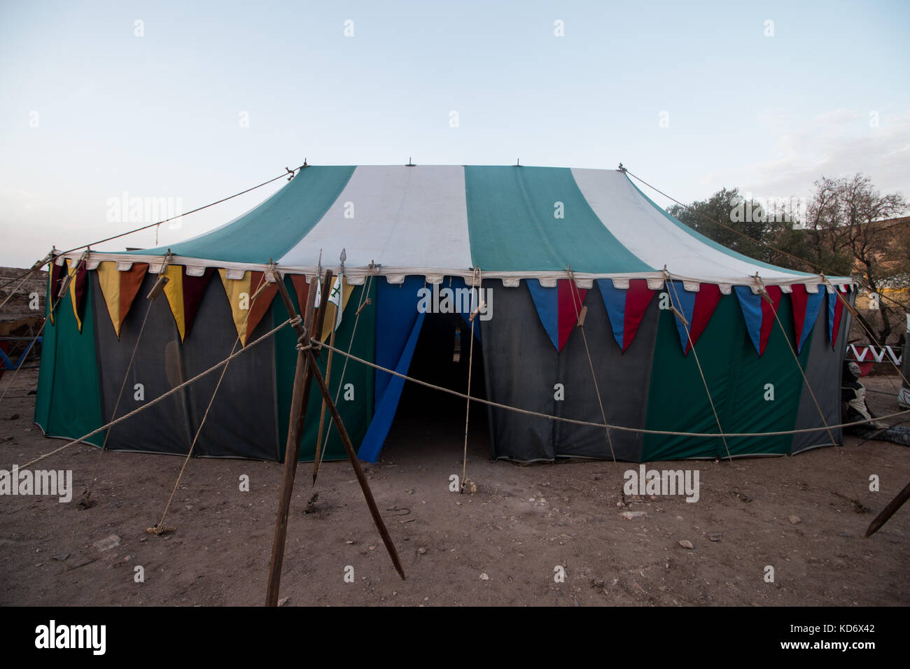 View of a typical medieval camp site with tents Stock Photo - Alamy