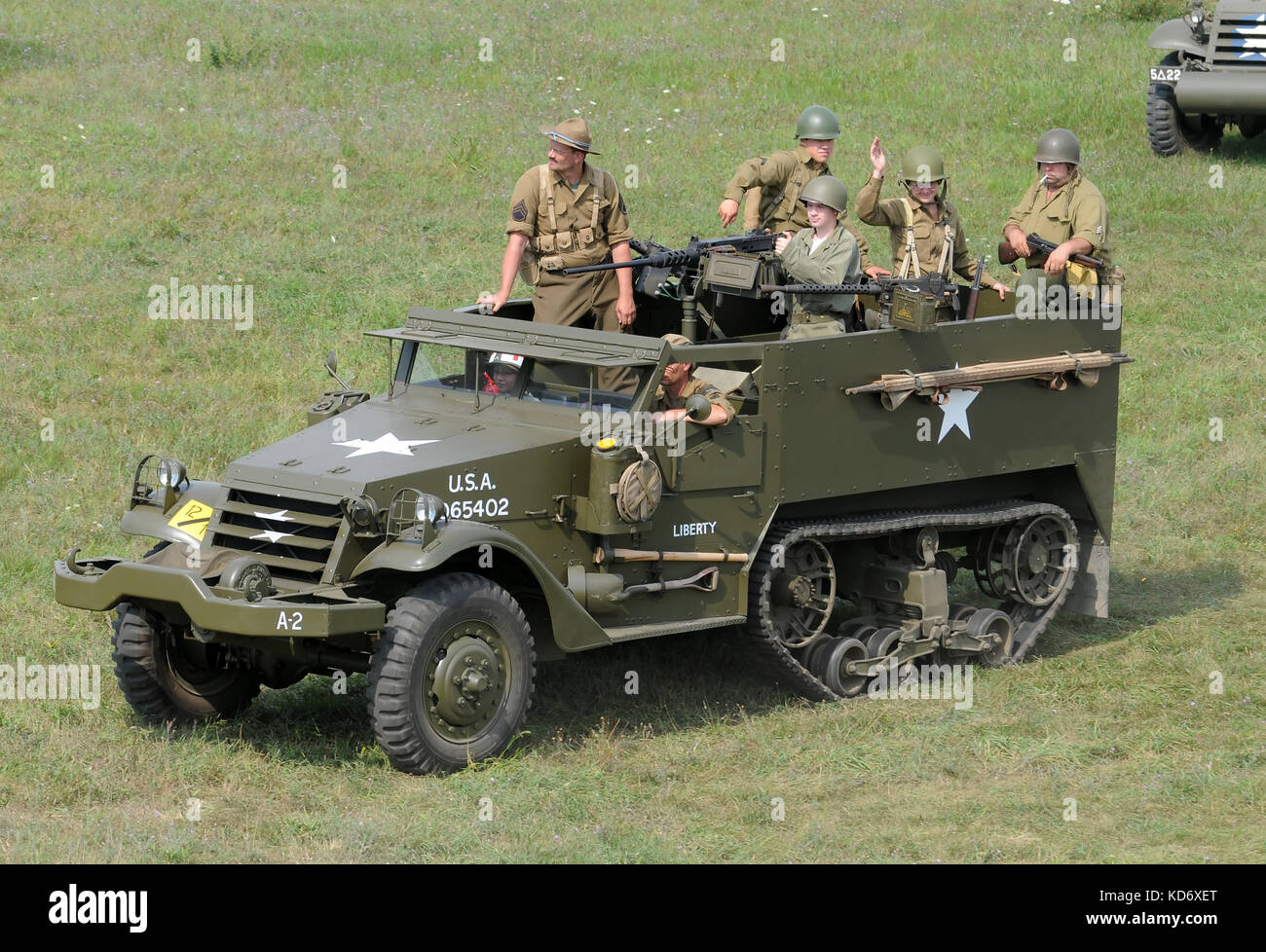 Ypsilanti, Michigan - August 8, 2010: Military history enthusiasts recreate a World War II era battle. The event is staged every year as part of the T Stock Photo