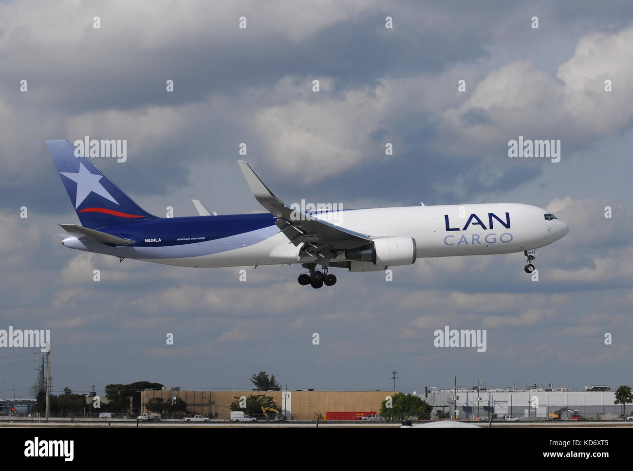 Miami, USA January 30, 2011 LAN Cargo jetliner landing at Miami