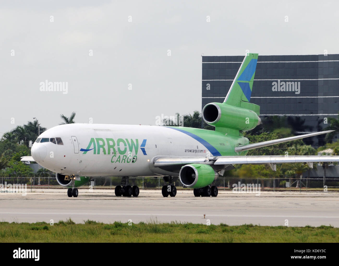 Miami, USA - May 15, 2010: Arrow Cargo DC-10 jet preparing for takeoff at Miami International. The cargo airline used Miami as its hub but closed oper Stock Photo