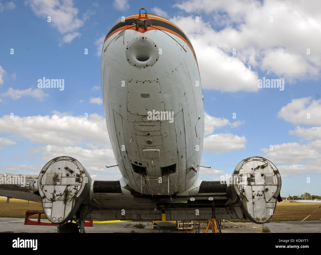 Vintage turboprop airplane in the process of restoration Stock Photo ...