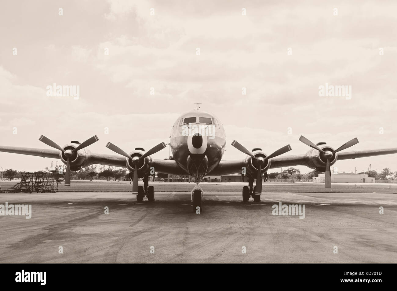 Classic turboprop airliner from the 50s duotone Stock Photo - Alamy