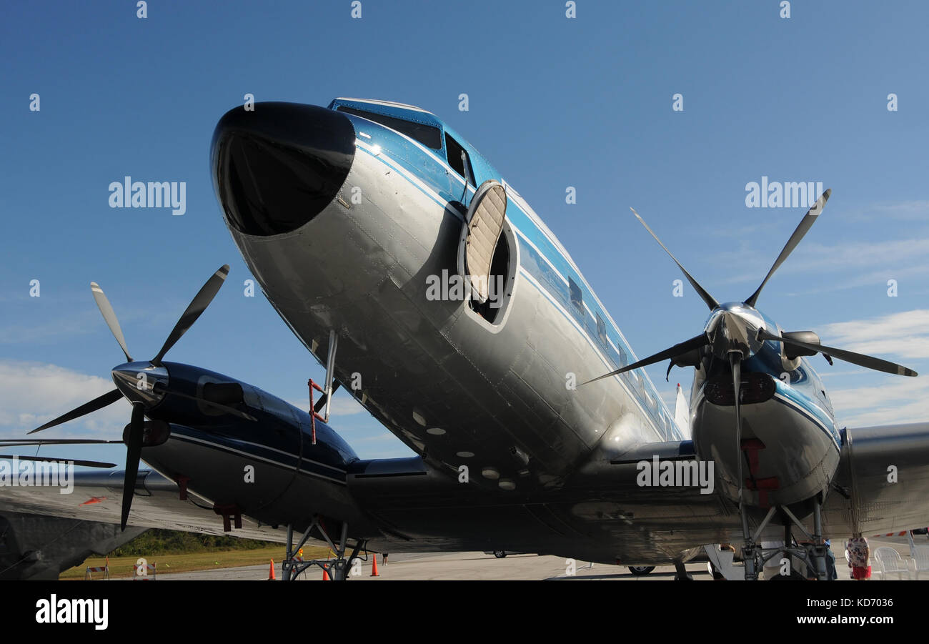 Classic retro propeller airplane nose view Stock Photo Alamy