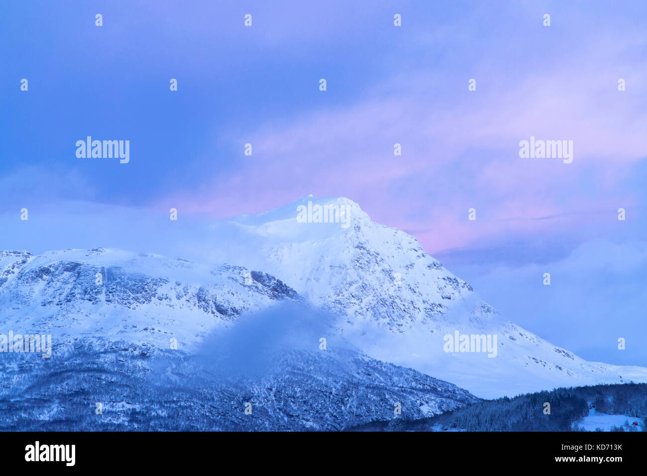 Snowy mountain in Norway Stock Photo