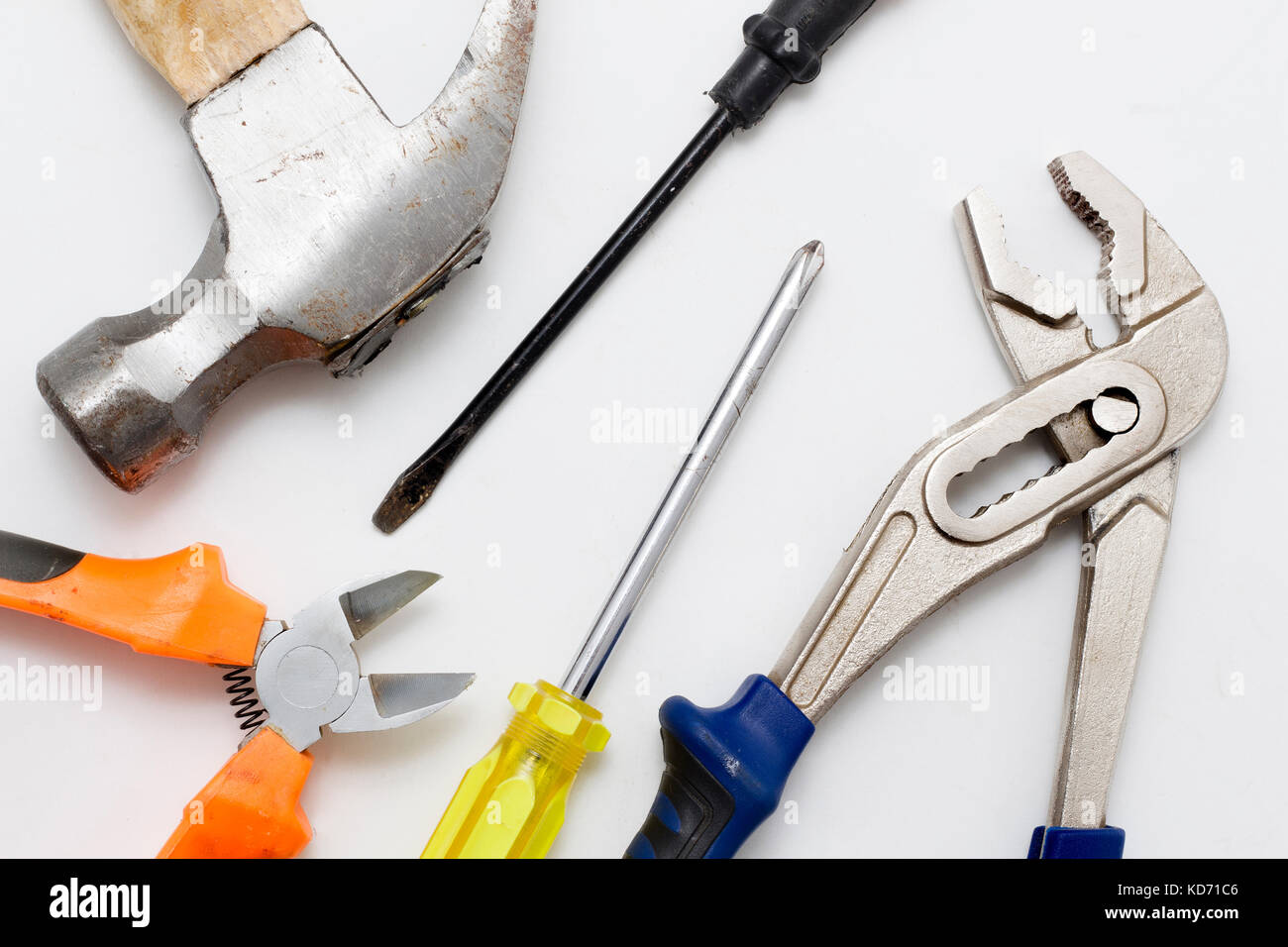 Construction tools isolated on white background Stock Photo - Alamy