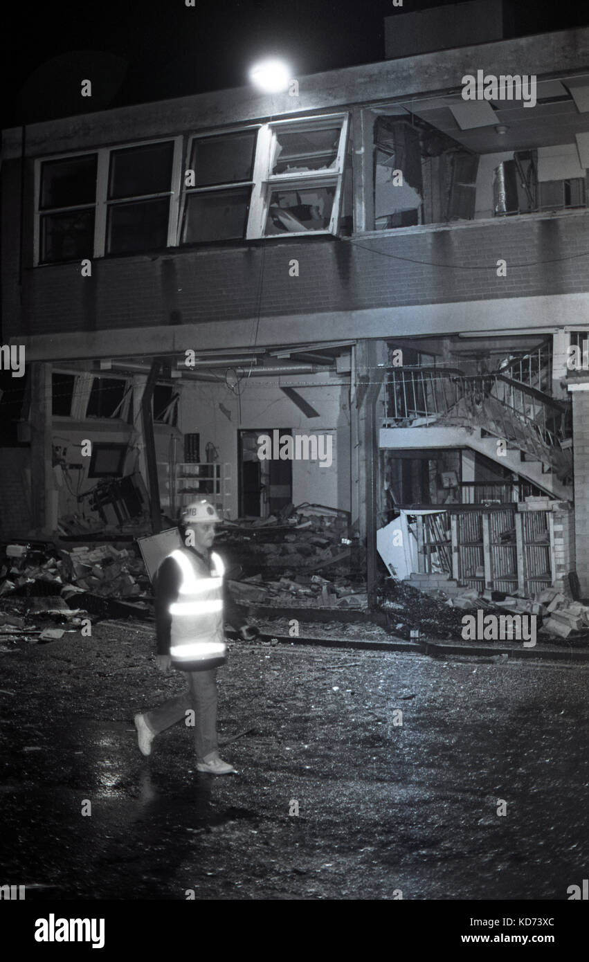 On the 2nd November 1991, a bomb planted by the Provisional IRA exploded in the Military Wing at Musgrave Park hospital. Two soldiers were killed (one Royal Army Medical Corps, named Phil Cross, the other Royal Corps of Transport), named Craig Pantry, and 11 other people were injured, among them a five-year-old girl and a baby of four months. The 20 lb (9.1 kg) of Semtex exploded in a service tunnel connecting the Withers block, containing orthopaedic and children's wards and the Military Wing. The dead and injured were watching a rugby match on television in the Military Wing's social club. Stock Photo