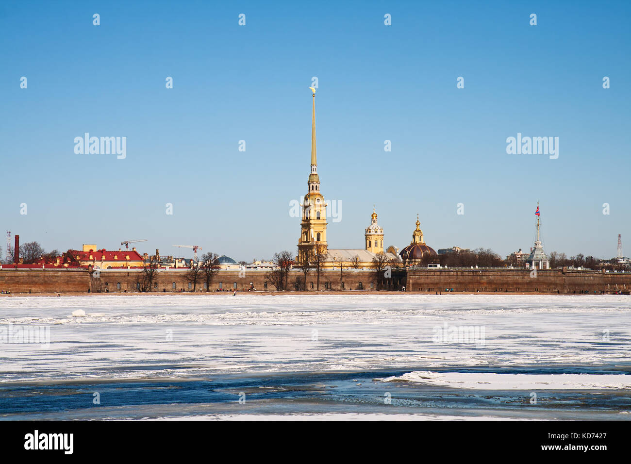 The Peter and Paul Fortress in St.-Petersburg in the early spring Stock Photo