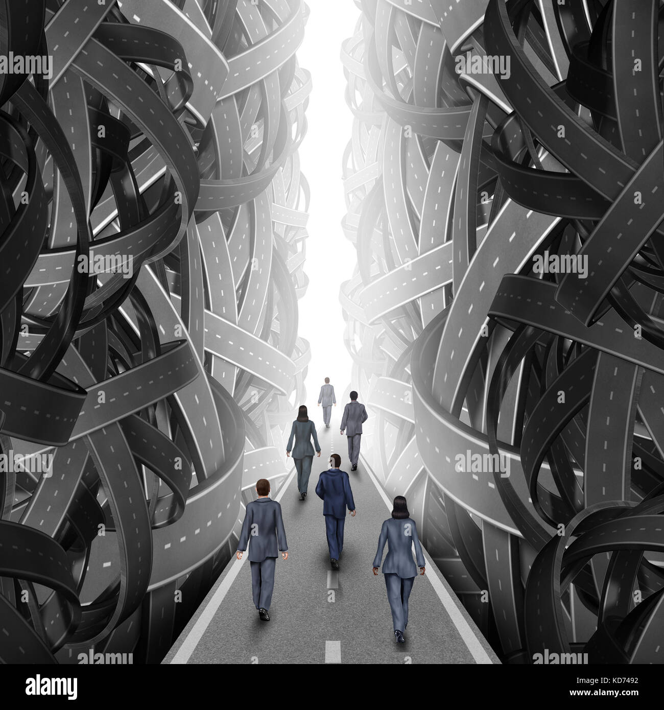Team path to success company teamwork development pathway of opportunity concept as a group of employees walking towards a clear goal . Stock Photo
