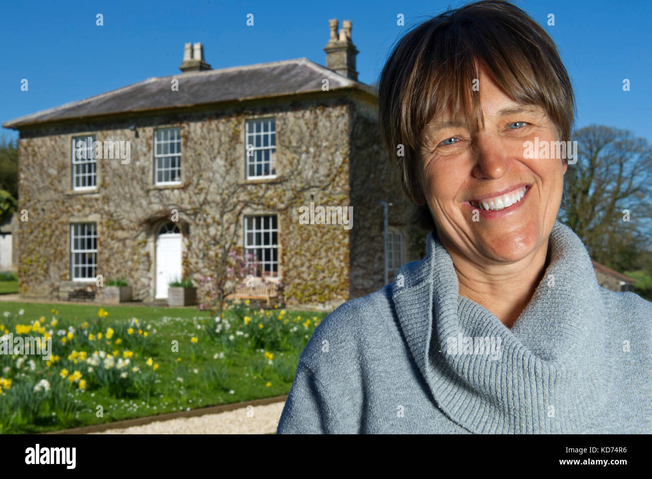 Caroline Waldegrave (Lady Waldegrave of North Hill) with her new Dudwell Cookery School, set up at her home. Stock Photo
