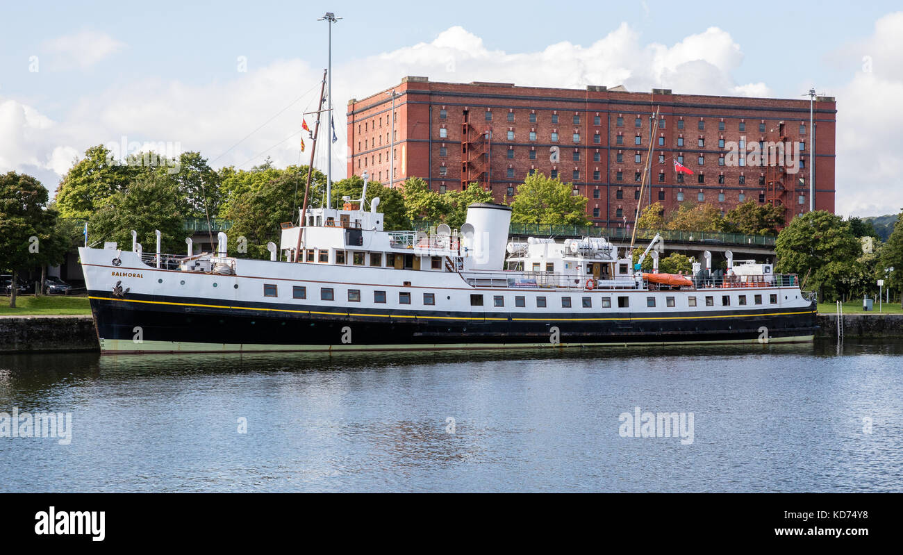 The MV Balmoral moored in Cumberland Basin on Bristol's floating harbour close to the old bond warehouse now the Public Records Archive Bristol UK Stock Photo