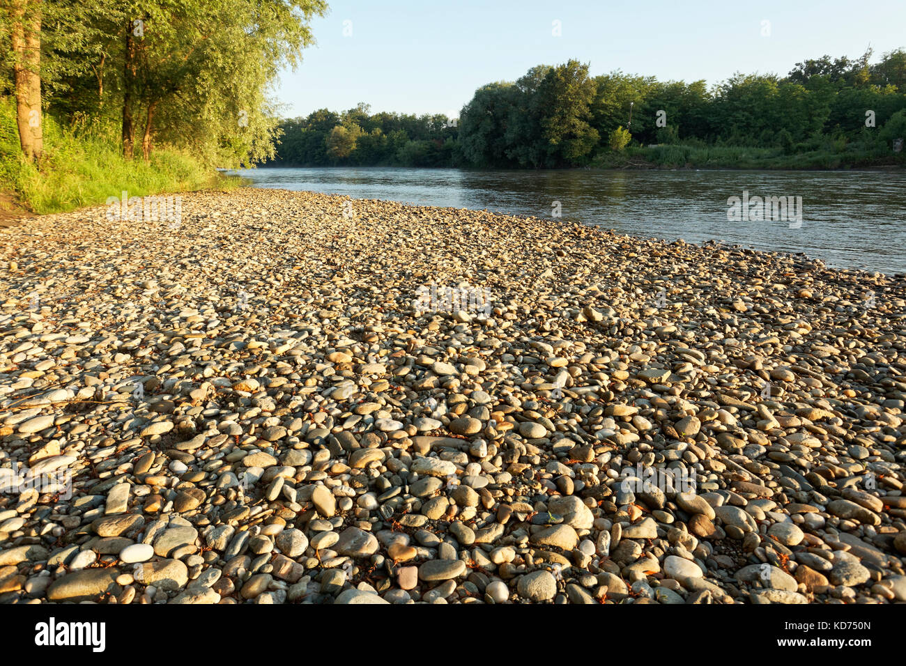 Gravel bar on the Mura River Stock Photo Alamy