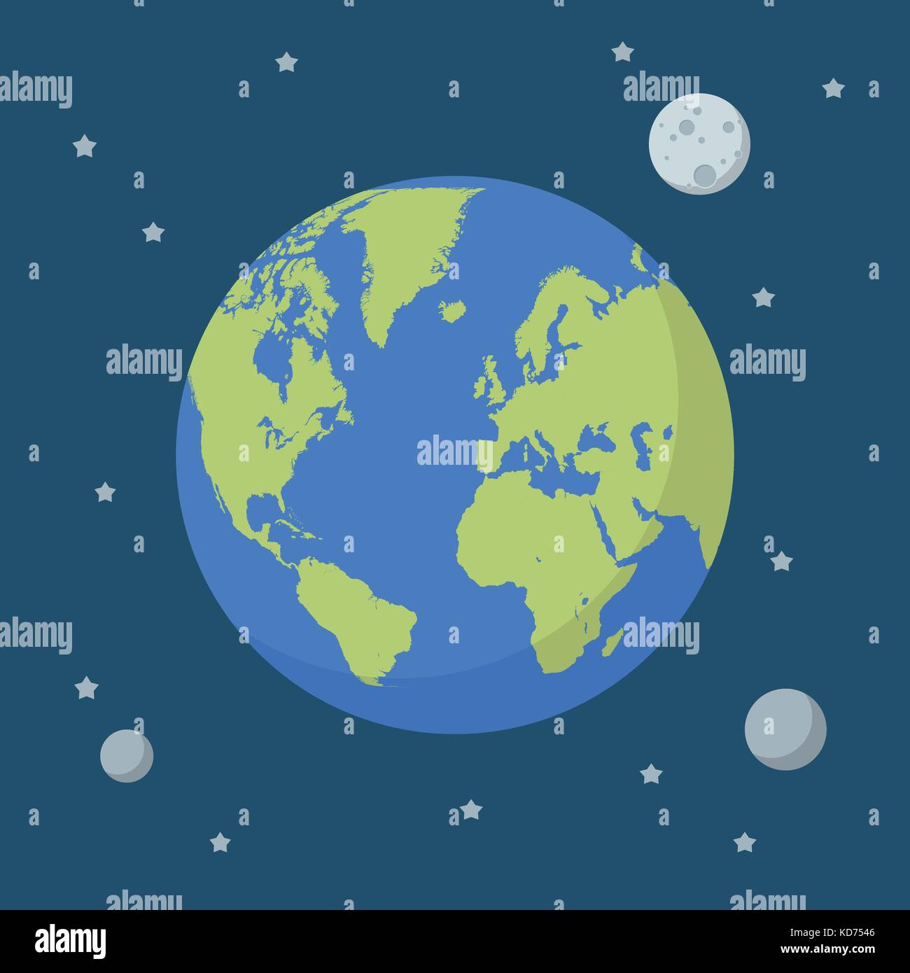 Earth globe on space background. Flat style vector illustration Stock Vector