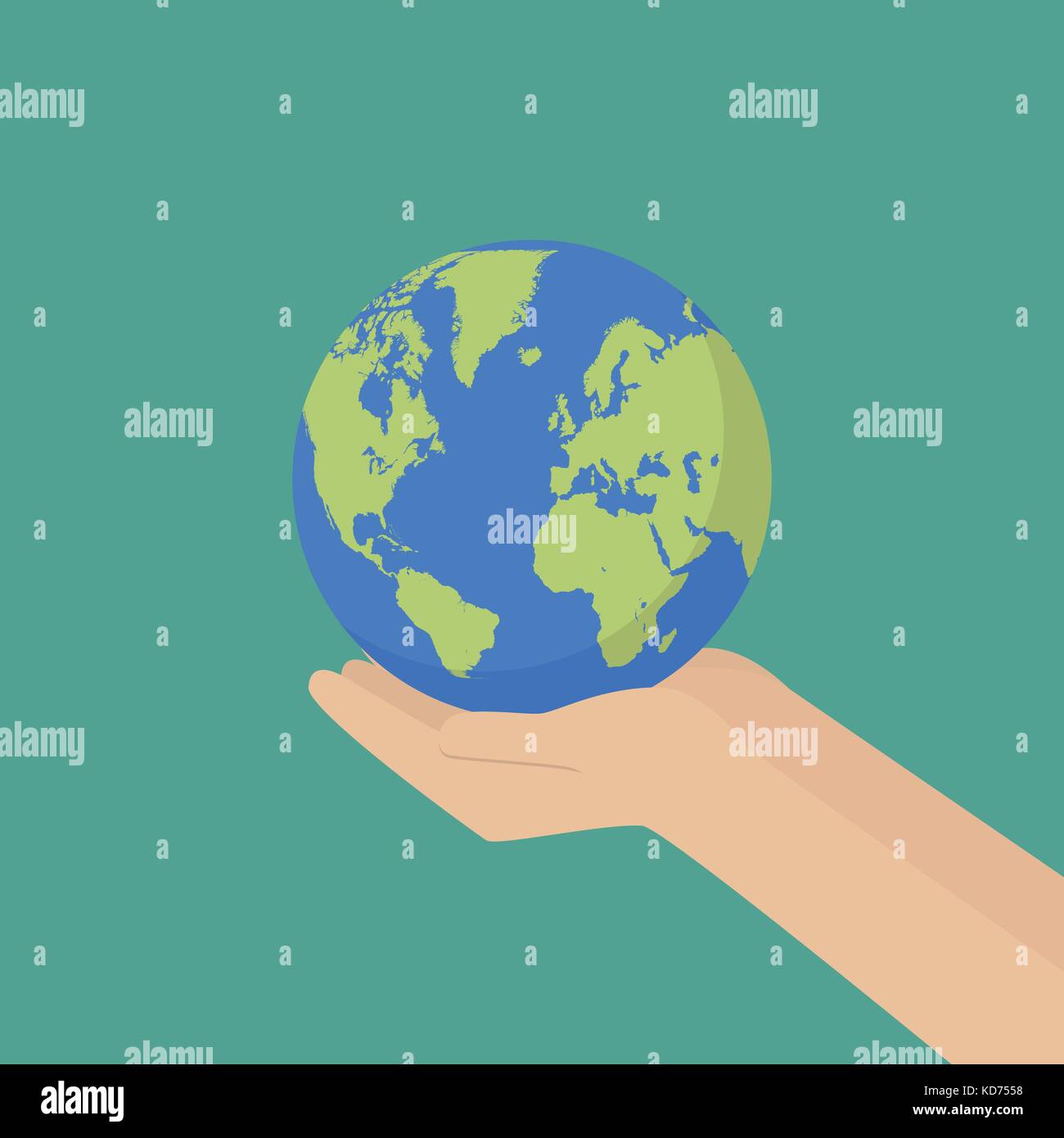 Hand with earth globe. Save the planet Stock Vector