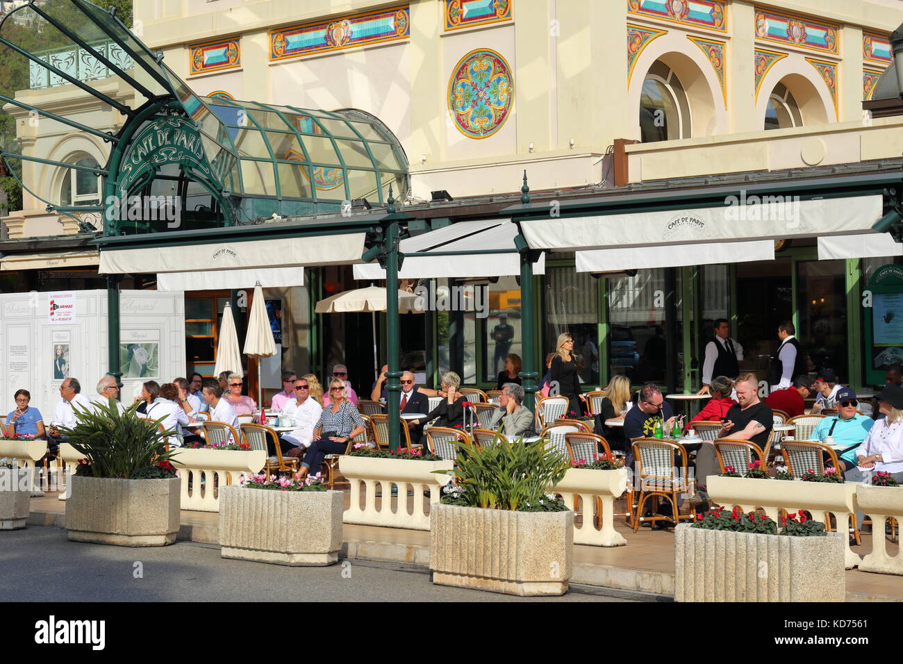 MONTE CARLO, MONACO - NOVEMBER 2, 2014: Famous Cafe de Paris near the Grand Casino Stock Photo
