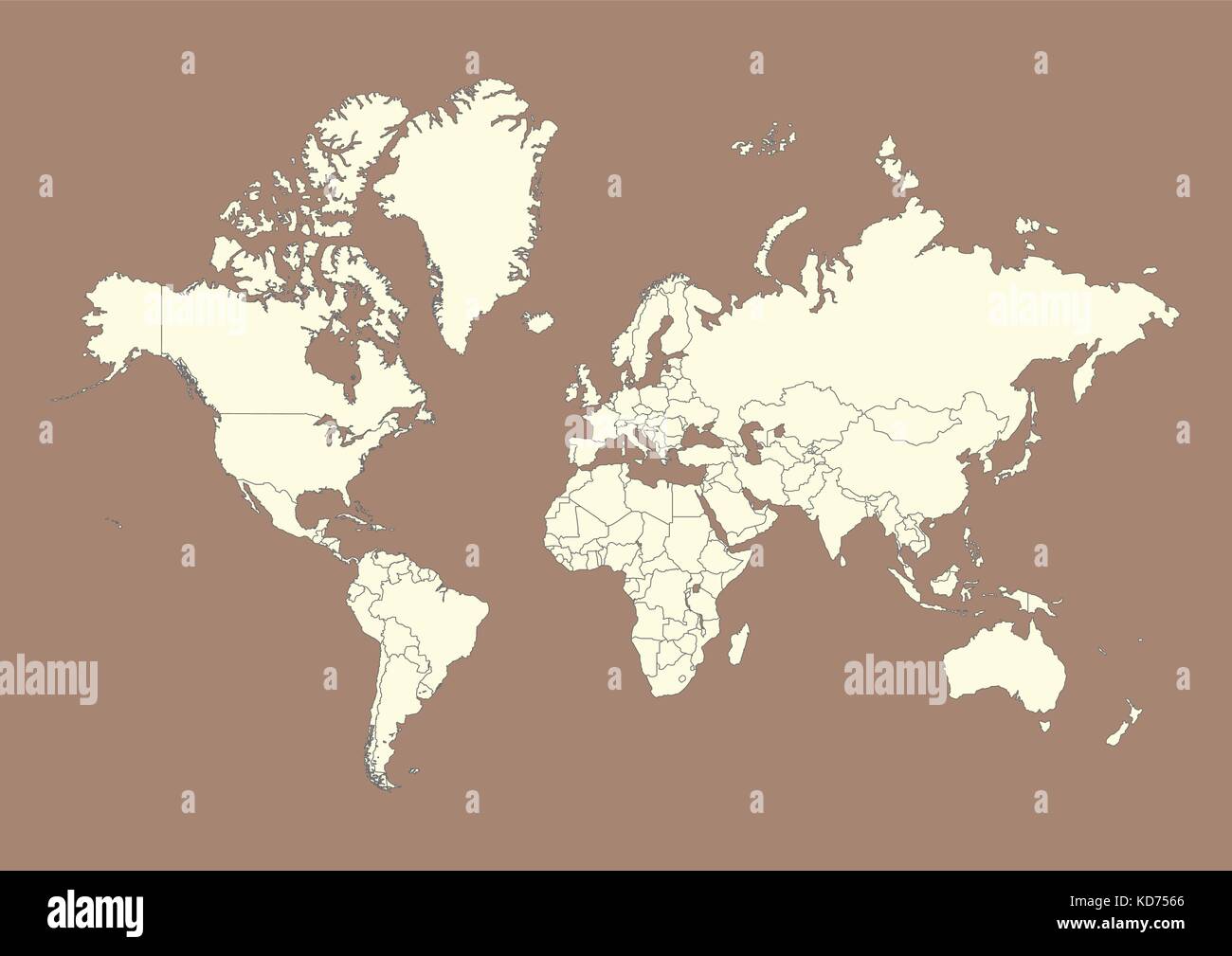 World map with countries borders. Vector illustration Stock Vector