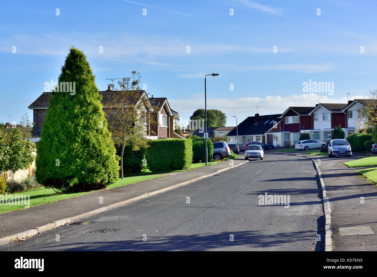 Road and houses in small English village of Alveston on outskirts of