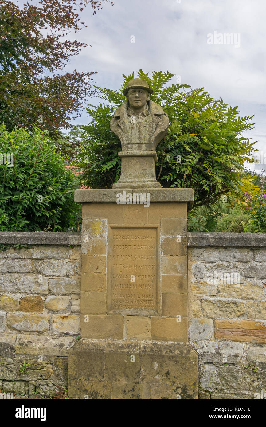 The war memorial in the Yorkshire village of Kilburn; commemorates the residents killed or missing in WW1 Stock Photo