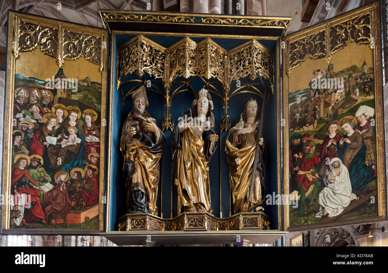 Altar of St Catherine, from workshop of Michael Wolgemut, c1485-90. The ...